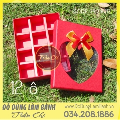 Hộp Chocolate CHỮ NHẬT đứng kính nơ 12 ô