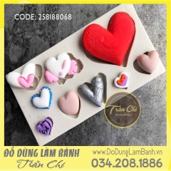 Khuôn silicone Trái tim 9c - Xám