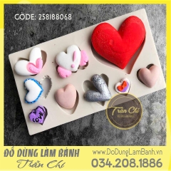 Khuôn silicone Trái tim 9c - Xám