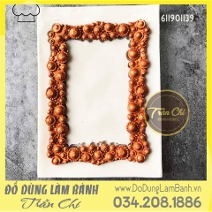 Khuôn silicone Khung ngọc trai chữ nhật - Xám