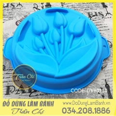 Khuôn silicone tròn 5 cành hoa Tulip - LỚN