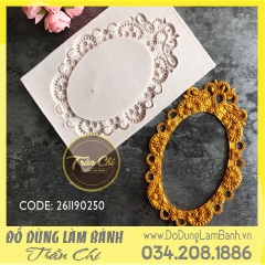 Khuôn silicone Khung hình Oval lớn - Xám