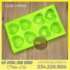 Khuôn silicone vỉ Trái tim 8c lớn