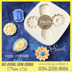 Khuôn silicone Mặt đá quý 4 loại vuông