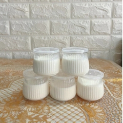 Hủ nhựa Pet TRÒN SỌC 110ml (kèm nắp) sữa chua, Panna Cotta - Lốc 20 hủ