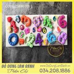 Khuôn silicone Số 0-9 lốm đốm - Xám