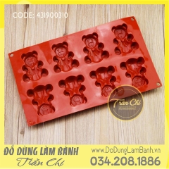 Khuôn silicone vỉ Gấu ngồi 8c nhỏ
