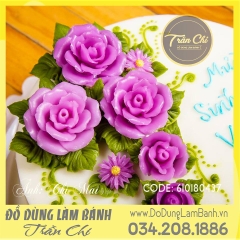 Khuôn silicone hoa Hồng cánh mỏng nhụy xoắn tròn