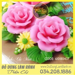Khuôn silicone hoa Hồng cánh mỏng nhụy xoắn tròn