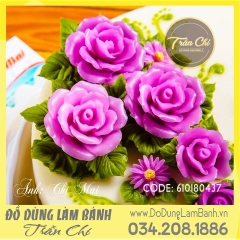 Khuôn silicone hoa Hồng cánh mỏng nhụy xoắn tròn