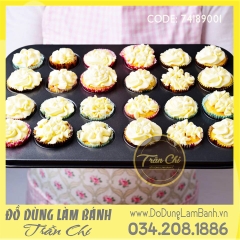 Khuôn nhôm 24 CUPCAKE TRÒN NHỎ chống dính - BLACK