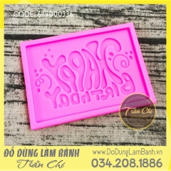 Khuôn silicone Miếng Happy Birthday chữ nhật
