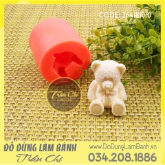 Khuôn silicone Gấu ngồi 3D nhỏ (Tròn)