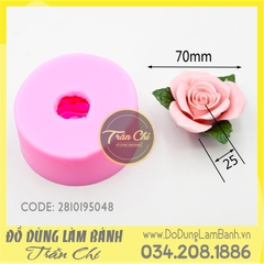 Khuôn silicone hoa Hồng nhụy xoắn kèm 3 lá