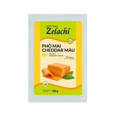 Phô Mai Cheddar màu CAM Yellow Zelachi nguyên khối - Cục 100gr (5102NVCR)