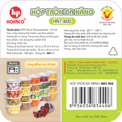 Hộp Tròn Đa Năng 400ml Hofaco - Lốc 5c (HNT.400)