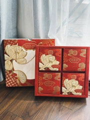 Hộp trung thu 4B (150-250gr) KIM LIÊN Đỏ (ko nắp) 2026 - Lốc 10 bộ (NV26415)