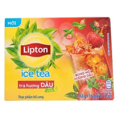 Trà LIPTON Hòa Tan Vị DÂU - Hộp 192gr (16 gói x 12gr)