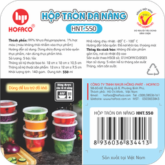 Hộp Tròn Đa Năng 550ml Hofaco - Lốc 5c (HNT.550)
