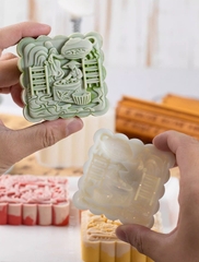 V1554 - Khuôn ấn trung thu lò xo VUÔNG 150gr 4 mặt 2025 - Mẫu 1