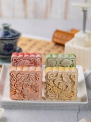 V2054 - Khuôn ấn trung thu lò xo VUÔNG 200gr 4 mặt 2025 - Mẫu 1