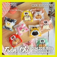 Túi DÁN đựng bánh kẹo Size 7x7cm - Hình HEO HỒNG - Xấp 95-100c (D7701)