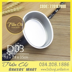 Khuôn nhôm đúc OVAL trắng - D03 (9.8x7.4x3.5cm)