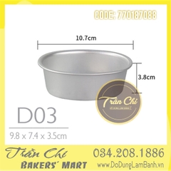 Khuôn nhôm đúc OVAL trắng - D03 (9.8x7.4x3.5cm)