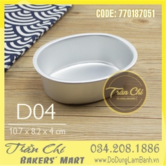 LD04 - Khuôn nhôm đúc OVAL Trắng - D04 (10.7x8.2x4cm) (20/10)