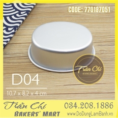 LD04 - Khuôn nhôm đúc OVAL Trắng - D04 (10.7x8.2x4cm) (20/10)