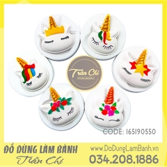 Set 6 khuôn silicone Ngựa Unicorn nhắm mắt nhỏ - Xám