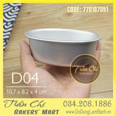 LD04 - Khuôn nhôm đúc OVAL Trắng - D04 (10.7x8.2x4cm) (20/10)
