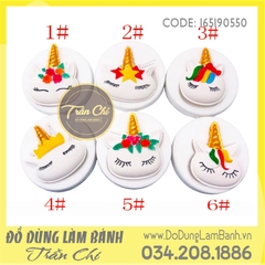 Set 6 khuôn silicone Ngựa Unicorn nhắm mắt nhỏ - Xám