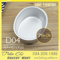 LD04 - Khuôn nhôm đúc OVAL Trắng - D04 (10.7x8.2x4cm) (20/10)