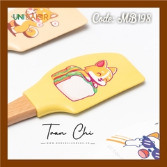 MB198 - Cây phới vét SPATULA silicone Cán Gỗ UNIBAKER (NGẪU NHIÊN) - 32CM (10/2)