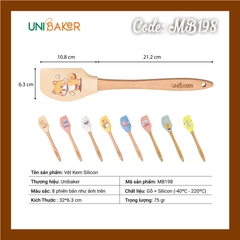 MB198 - Cây phới vét SPATULA silicone Cán Gỗ UNIBAKER (NGẪU NHIÊN) - 32CM (10/2)