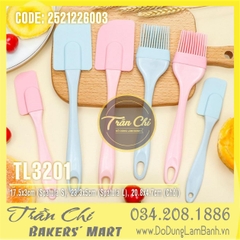 Combo bộ dụng cụ 1 màu PASTEL 3 món: 02 Spatula vét, 01 chổi quét silicone (MÀU NGẪU NHIÊN) (TL3201)