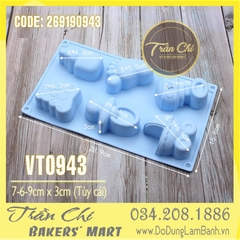 Khuôn silicone vỉ đồ BABY 6 món (Bình sữa, núm vú, xe nôi...) (VT0943)