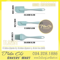 Combo bộ dụng cụ 1 màu PASTEL 3 món: 02 Spatula vét, 01 chổi quét silicone (MÀU NGẪU NHIÊN) (TL3201)