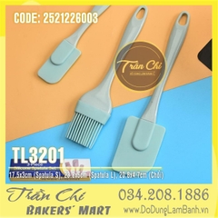 Combo bộ dụng cụ 1 màu PASTEL 3 món: 02 Spatula vét, 01 chổi quét silicone (MÀU NGẪU NHIÊN) (TL3201)