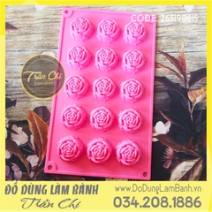 Khuôn silicone vỉ Hoa Hồng cánh đứng nhỏ 15c