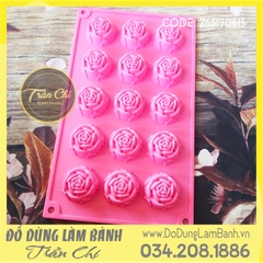 Khuôn silicone vỉ Hoa Hồng cánh đứng nhỏ 15c