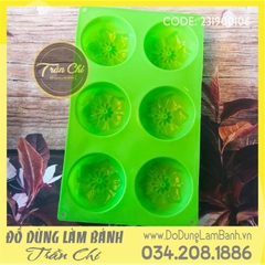 Khuôn silicone vỉ Hoa SAKURA TRÒN 6c trung (VT2141)
