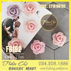 Khuôn silicone hoa HỒNG cánh mỏng BẦU TRÒN (F6192)