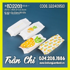 BD2201 - Túi ép BÁNH DỨA nền TRẮNG mix 4 mẫu Trái Dứa  - Xấp 95-100c (1/10)