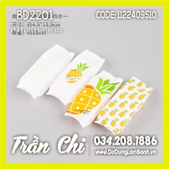 BD2201 - Túi ép BÁNH DỨA nền TRẮNG mix 4 mẫu Trái Dứa  - Xấp 95-100c (1/10)