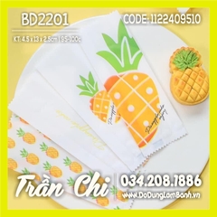 BD2201 - Túi ép BÁNH DỨA nền TRẮNG mix 4 mẫu Trái Dứa  - Xấp 95-100c (1/10)