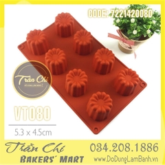 Khuôn silicone vỉ Hoa CÚC CAO CANNELE 8c TRUNG (VT080)
