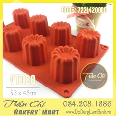 Khuôn silicone vỉ Hoa CÚC CAO CANNELE 8c TRUNG (VT080)
