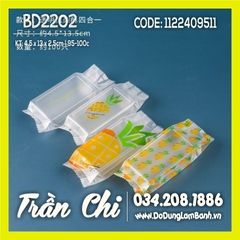 BD2202 - Túi ép BÁNH DỨA nền TRONG mix 4 mẫu Trái Dứa  - Xấp 95-100c (1/10)